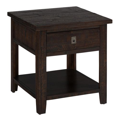 Kona Grove Square End Table in Lightly Distressed Dark Chocolate