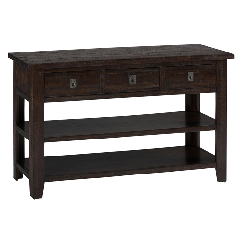 Kona Grove Sofa Media Table in Lightly Distressed Dark Chocolate