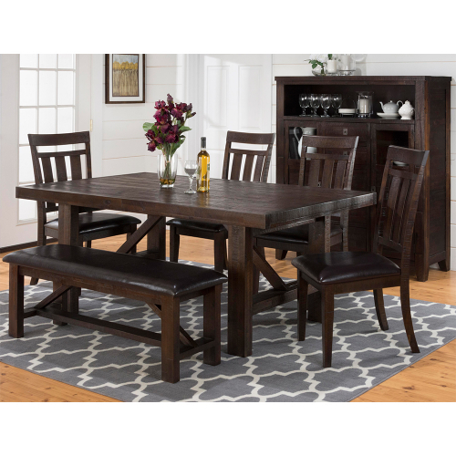 Kona Grove 6 Piece Dining Set in Lightly Distressed Dark Chocolate