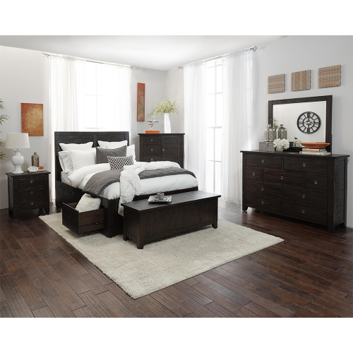 Kona Grove 6 Piece Queen Bedroom Set in Lightly Distressed Dark Chocolate