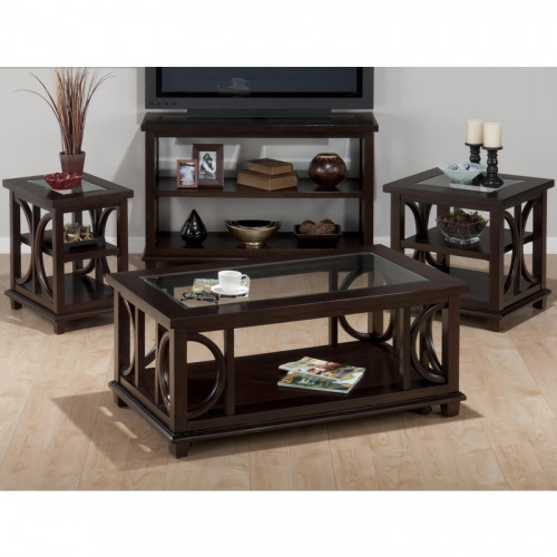 Panama Brown Beveled Glass Coffee Table w/ Casters