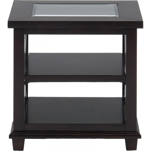 Panama Brown Beveled Glass End Table w/ Concentric Circle Design