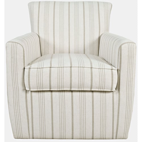 Blakely Swivel Accent Chair in Beige Stripe Fabric