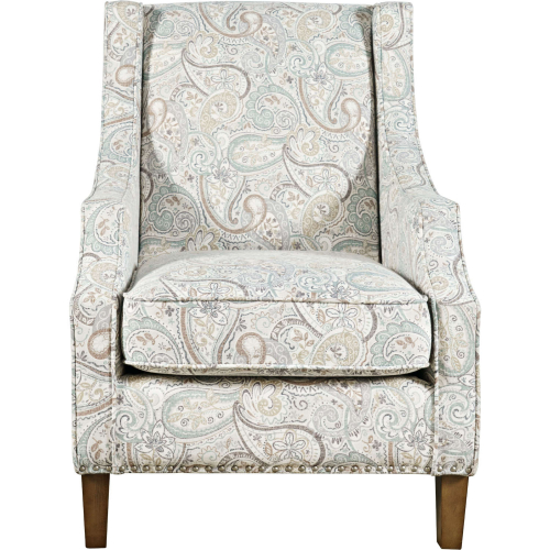 Westbrook Accent Chair in Multicolor Paisley Fabric w/ Nailhead Trim