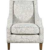 Westbrook Accent Chair in Multicolor Paisley Fabric w/ Nailhead Trim