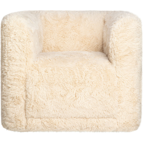 Huggy Swivel Accent Chair in Sand Plush Faux Fur