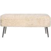 Huggy Storage Bench in Sand Plush Faux Fur & Metal