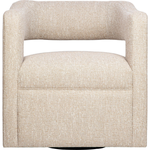 Lexy Sculpted Curved Swivel Accent Chair in Natural Fabric