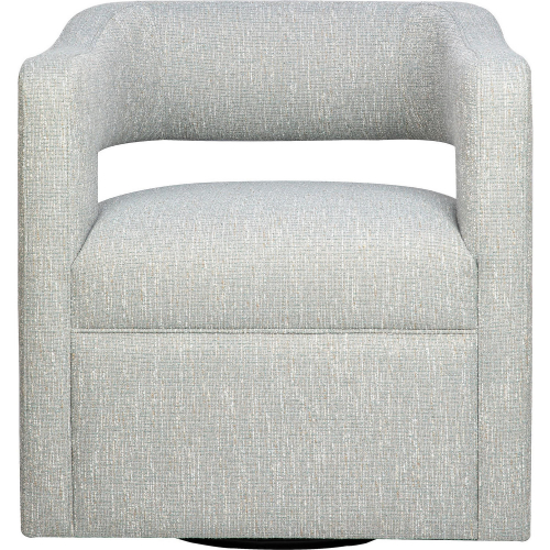 Lexy Sculpted Curved Swivel Accent Chair in Spa Fabric