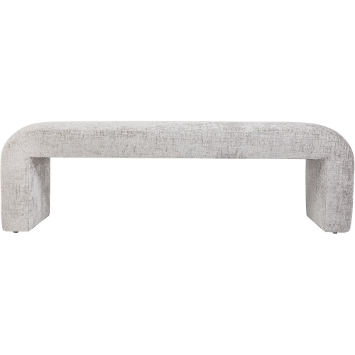 Sophia 60" Curved Bench in Grey Jacquard Fabric