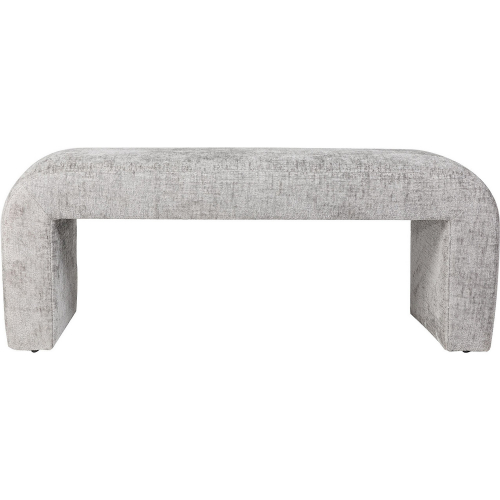 Sophia 47" Curved Bench in Grey Jacquard Fabric