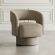 Sutton Split Back Curved Sculpture Swivel Accent Chair in Sand Tan Fabric