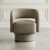 Sutton Split Back Curved Sculpture Swivel Accent Chair in Sand Tan Fabric