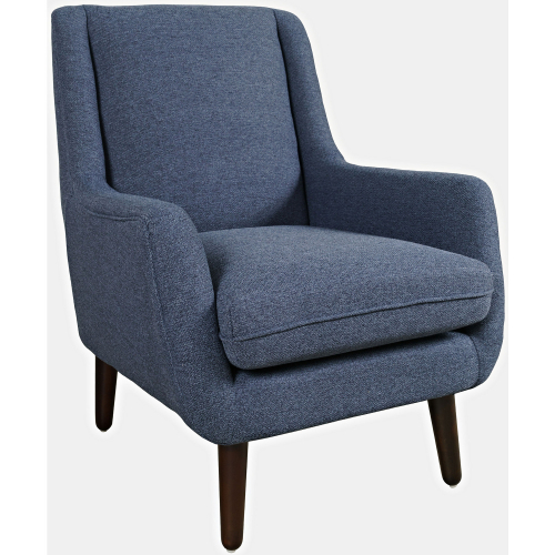 Theo Accent Chair in Navy Blue Fabric & Wood