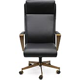 Levy Swivel Tilt Office Chair in Black Leather