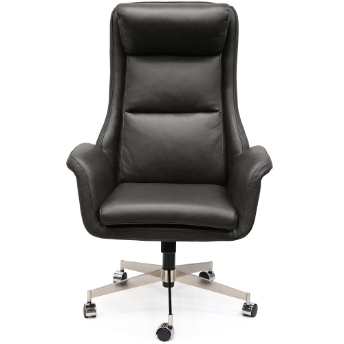 Madison Swivel Tilt Office Chair in Charcoal Grey Leather