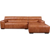 Irvine Sectional Sofa w/ Right Facing Chaise in Tufted Saddle Leather