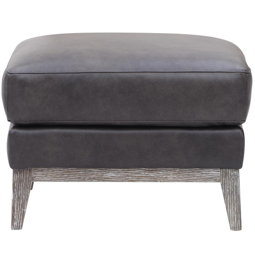 Ramsey Ottoman in Storm Grey Leather & Wood