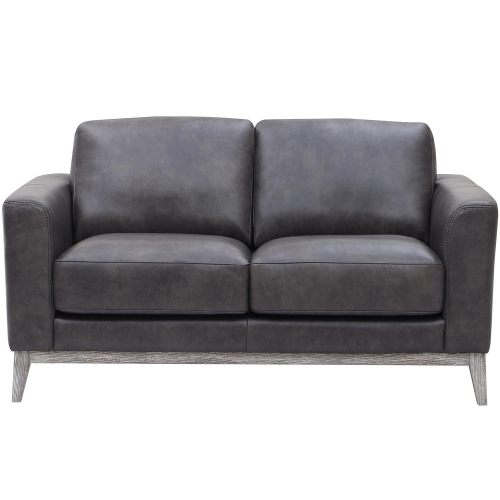 Ramsey Loveseat in Storm Grey Leather & Wood