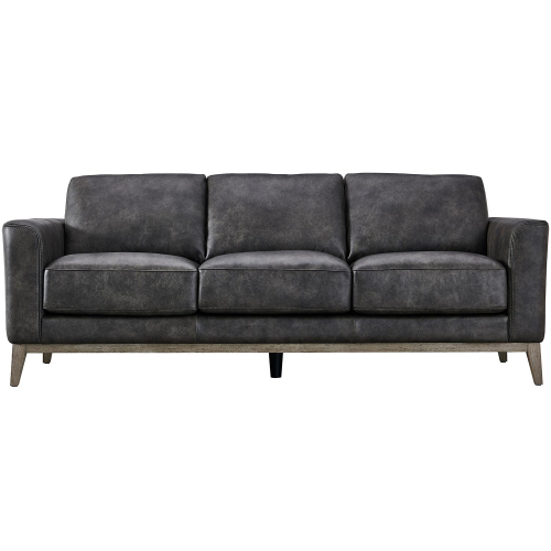 Ramsey Sofa in Storm Grey Leather & Wood