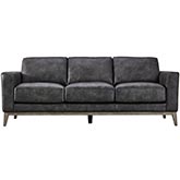 Ramsey Sofa in Storm Grey Leather & Wood