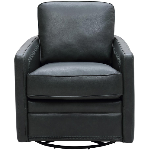 Turner Swivel Glider Accent Chair in Forest Green Leather