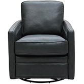 Turner Swivel Glider Accent Chair in Forest Green Leather