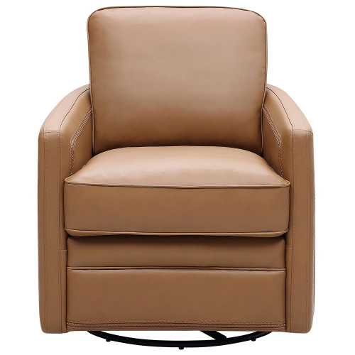 Turner Swivel Glider Accent Chair in Camel Brown Leather