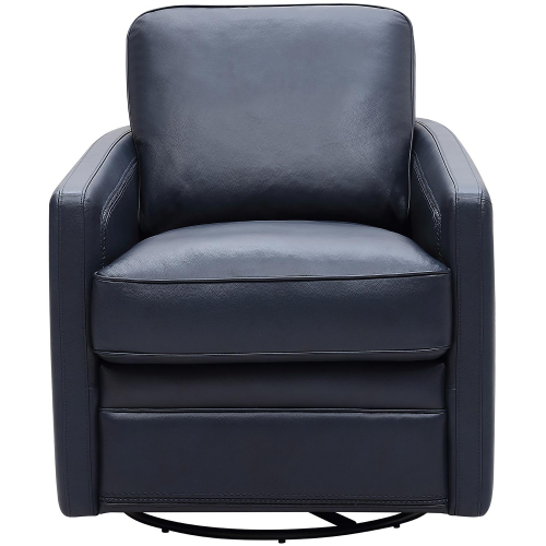 Turner Swivel Glider Accent Chair in Blue Leather