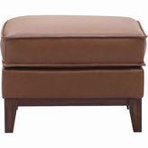 Weston Ottoman in Highland Saddle Brown Top Grain Leather on Wood Base