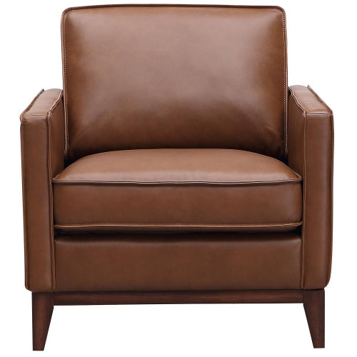 Weston Armchair in Highland Saddle Brown Top Grain Leather on Wood Base