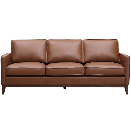 Weston Sofa in Highland Saddle Brown Top Grain Leather on Wood Base