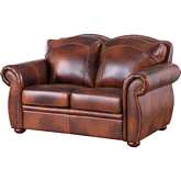 Arizona Loveseat in Medium Brown Top Grain Leather w/ Solid Wood Feet