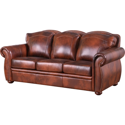 Arizona Sofa in Medium Brown Top Grain Leather w/ Solid Wood Feet