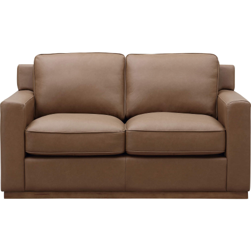 Mason Loveseat in Brown Leather & Wood