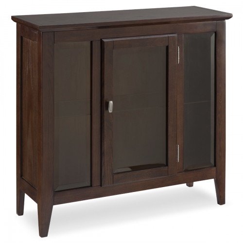 Chocolate Oak Entryway Curio Cabinet w/ Bronze Glass