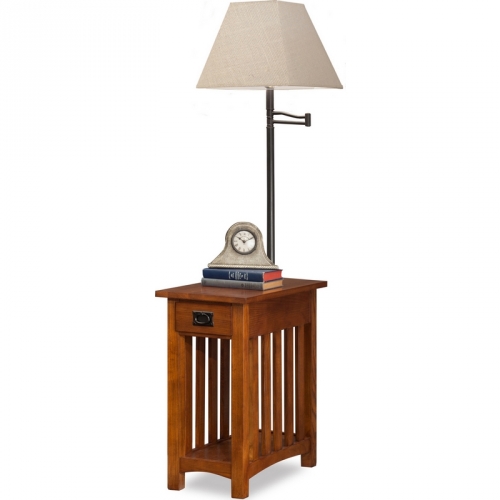 Mission Chairside Lamp Table in Medium Oak Finish