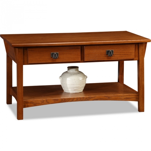 Favorite Finds Mission Two Drawer Coffee Table in Russet