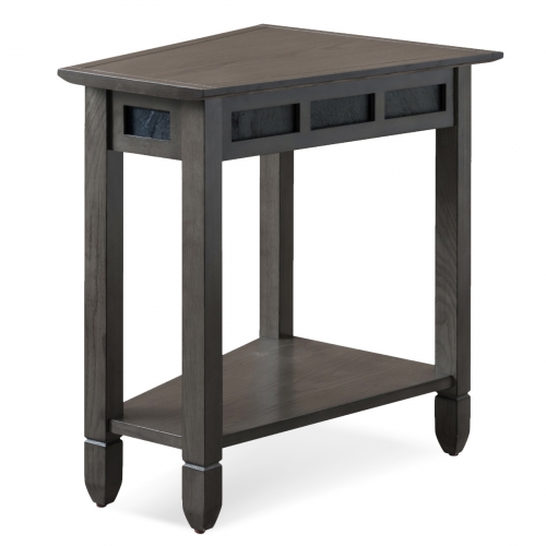 Smoke Grey Oak & Black Slate Wedge Accent Table