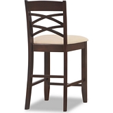 Wood Double Crossback Counter Height Stool w/ Beige Microfiber Seat (Set of 2)