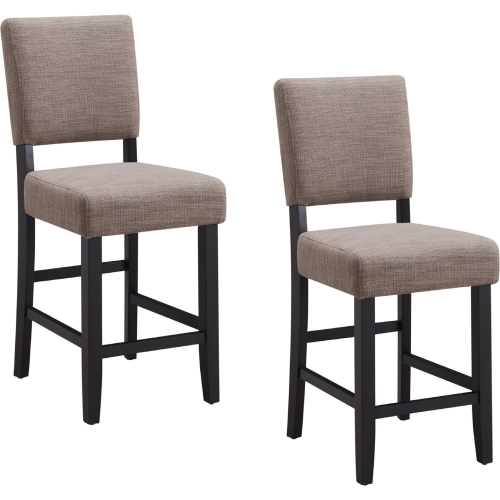 10086 Counter Stool in Gray Fabric & Black Wood (Set of 2)