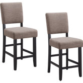 10086 Counter Stool in Gray Fabric & Black Wood (Set of 2)