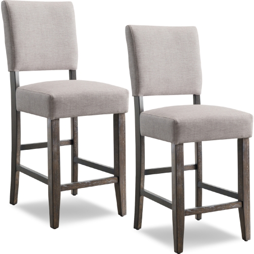 Counter Height Stool in Grey Wash Wood w/ Heather Grey Fabric (Set of 2)