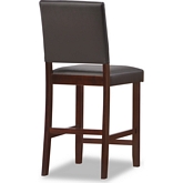 Wood Upholstered Back Counter Height Stool w/ Ebony Leatherette Seat (Set of 2)