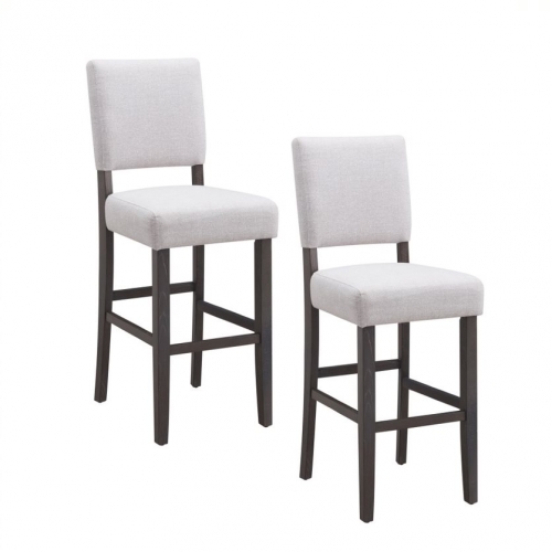 10087 Bar Stool in Heather Gray Fabric & Black Wood (Set of 2)