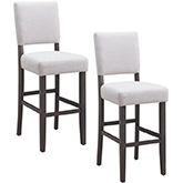 10087 Bar Stool in Heather Gray Fabric & Black Wood (Set of 2)