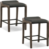 Graystone Fastback Counter Stool w/ Black Leatherette Seat (Set of 2)