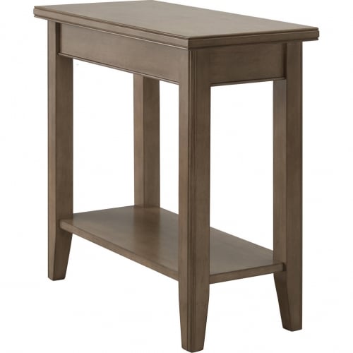 Laurent Narrow End Table w/ Shelf in Smoke Gray Wood