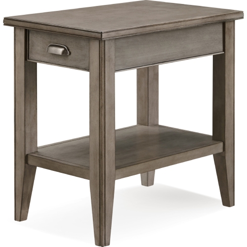 Laurent Drawer Chair Side Table in Smoke Gray Wood