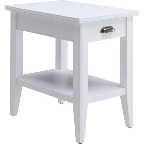 Laurent 1 Drawer Chair Side Table w/ Shelf in White Wood